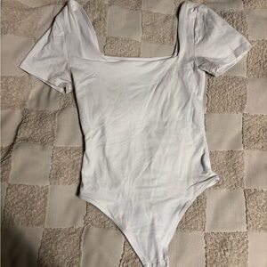 Babaton White Square Neck Bodysuit